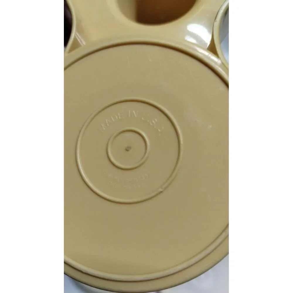 Tupperware Condiment Caddy Set Bowls Lids Vintage Serving Beige - Picture 8 of 12